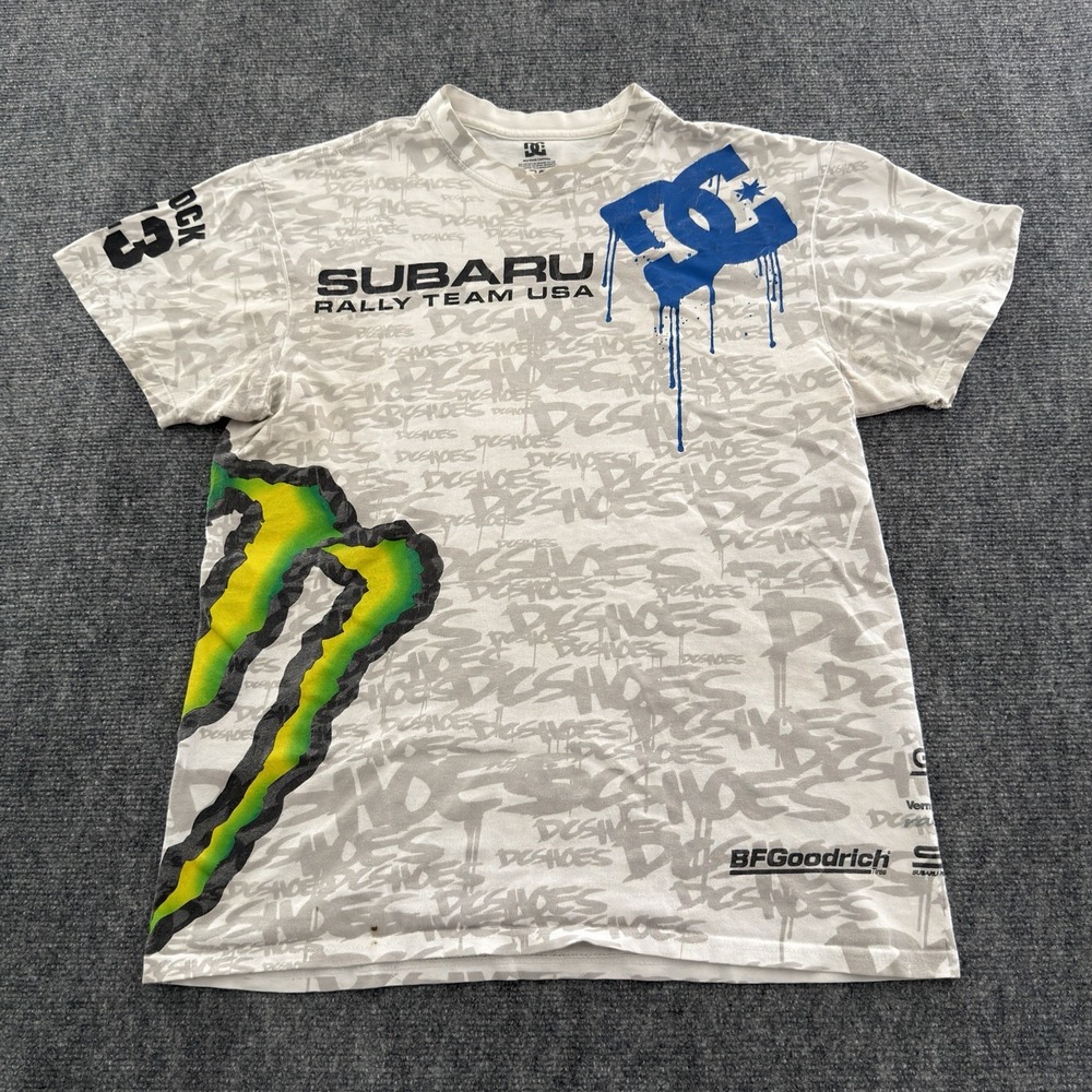 Vintage Y2K Monster Energy DC Shoes T-shirt Rally Ken Block Gray Mens Medium